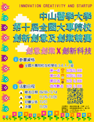 中山醫學大學第十屆全國大專院校創新創意及創業競賽圖片(另開新視窗)