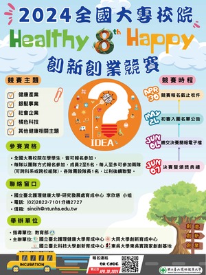 2024(第八屆)全國大專校院「Healthy x Happy」創新創業競賽
